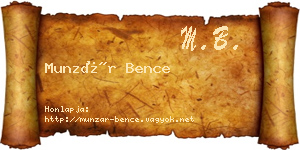 Munzár Bence névjegykártya
