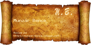 Munzár Bence névjegykártya